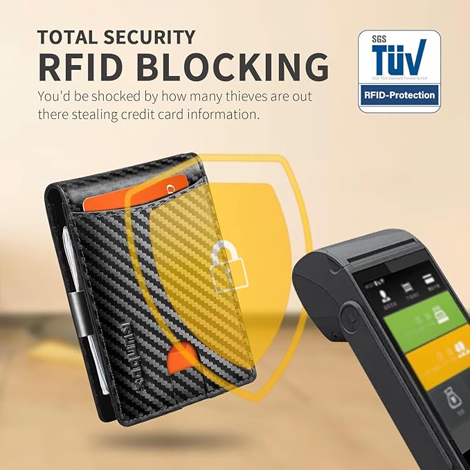 RUNBOX Money Clip Slim Wallets for Men RFID Blocking 11 Card Holder Minimalist Small Leather Bifold Men's Front Pocket Wallet Gift Box