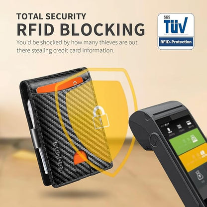 RUNBOX Money Clip Slim Wallets for Men RFID Blocking 11 Card Holder Minimalist Small Leather Bifold Men's Front Pocket Wallet Gift Box