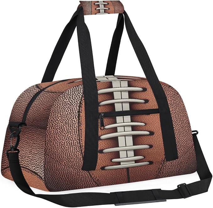 Kids Duffle Bag Girls Boys American Football Texture Weekender Overnight Bag,Lightweight Duffel Bags for Traveling Gym Sport Dance