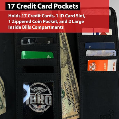 IBRO VINTAGE Motorcycle Chain Wallet for Men – Premium Cowhide Leather, RFID Tri-Fold Biker Wallet with Heavy Duty Chain for Bikers Truckers & Hunters, Credit Card Money Organizer Long Wallet