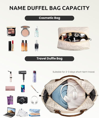 Birthday Gifts for Women-Initial Duffle Bag with Shoe Compartment, Personalized Weekender, Monogram Overnight, Letter Travel Bag with Makeup, Friend Wife Birthday Gift (Letter C)