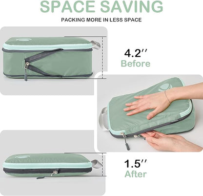 Cipway Compression Packing Cubes, Ultralight Luggage Organizer Bags with Laundry Bags and Clear Toiletries Bag, Travel Essentials for Carry on Suitcase (6 Piece,Sage Green)