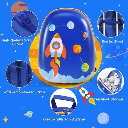 KOTEK Kids Carry On Luggage Set, 16" Hardside Rolling Suitcase with Spinner Wheels, Travel Rolling Luggage for Boys Girls (Spaceman)