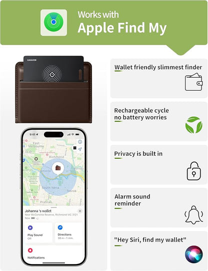 LULULOOK Wallet Tracker Card, 0.07in Ultra Slim Airtag Card Works with Apple Find My (iOS Only), Wireless Rechargeable IP68 Waterproof GPS Smartcard Tracker for Wallet Passport, 3Pack