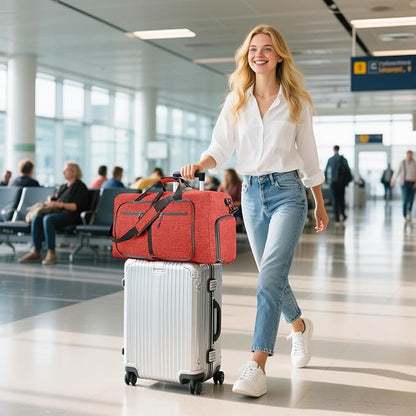 Vomgomfom 65L/85L/115L Foldable Travel Duffle Bag, Lightweight Checked Luggage with Shoe Compartment, Water-Resistant Weekender Overnight Bag for Men & Women