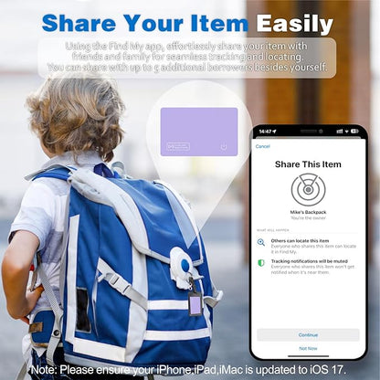 Eelexa Wallet Tracker Card, Rechargeable Thin Finder, Works with Apple Find My (iOS Only), Item Locator for Luggage Tags, Passports, Phone, IP68 Waterproof, Purple 2 Pack