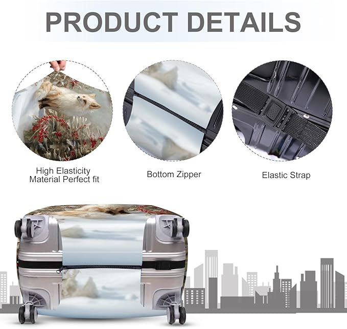 FOREVER QUEEN Gradient Fox Luggage Cover Suitcase Protector Suitcase Cover Anti-Scratch,Stretchable Bag Cover Washable Durable Polyester