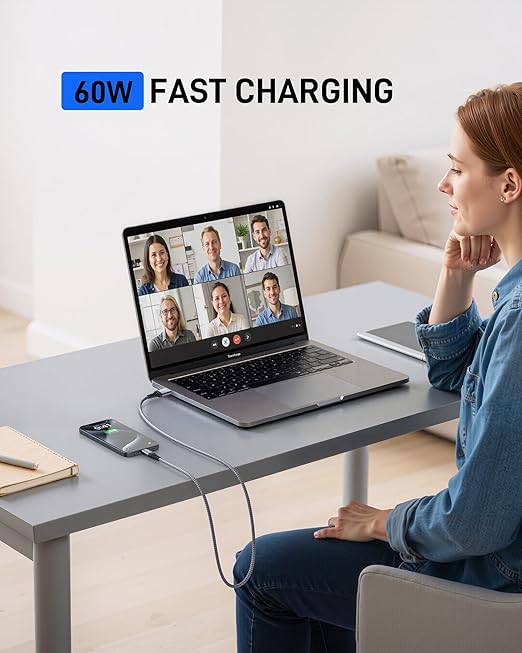 USB to USB C Cable 60W Fast Charging [2 Pack 6FT], USB A to USB C Cable for CarPlay, Durable Braided USB Type C iPhone Charger USBC Cord for iPhone 17/16/15/Pro Max/Plus, Samsung Galaxy S23 and More