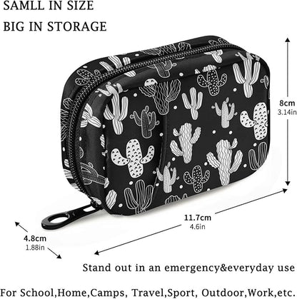 Fustylead Cartoon Cactus Pill Organizers 2 Times A Day Pill Case Bag with Zipper Portable Weekly Pill Dispensers for Vitamin Supplement