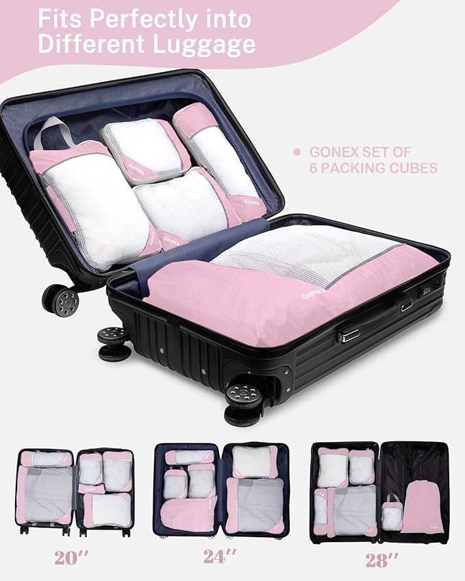 Compression Packing Cubes, Gonex Extensible Storage Mesh Bags Organizers