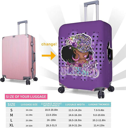 Travel Suitcase Protector African American Girl Elastic Protective Washable Luggage Cover With Concealed Zipper Suitable For 18-32 Inch(M (for 22-24 inch luggage))