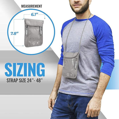 Vantamo Money Belt with RFID For Men & Women, Hidden Passport Holder for Travel, 2 Compartment Travel Fanny Pack for Women Anti Theft