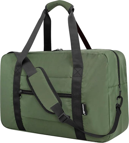 Foldable Travel Duffle Bag, Airlines Approved Carry On Bag Weekender Overnight Bag for Men Women, 40L (Army green)