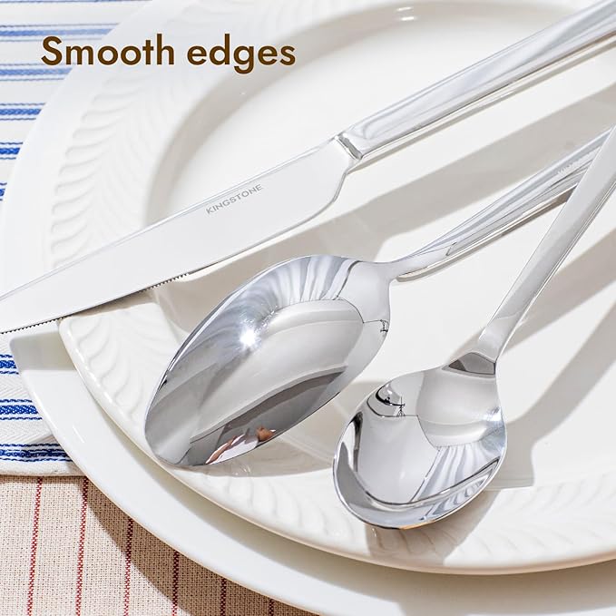 KINGSTONE Silverware Set, 20-Piece Flatware Cutlery Set Premium Stainless Steel, Service for 4, for Kitchen, Home, Wedding, Party, Mirror Polished and Dishwasher Safe