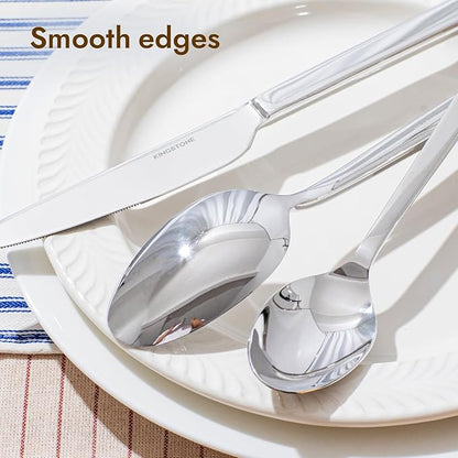 KINGSTONE Silverware Set, 20-Piece Flatware Cutlery Set Premium Stainless Steel, Service for 4, for Kitchen, Home, Wedding, Party, Mirror Polished and Dishwasher Safe