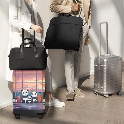 ANNA QUEEN Cut Panda Family Travel Luggage Cover Washable Suitcase Protector Suitcase Cover Anti-Scratch,Stretchable Fit for 18-32Inch Luggage,Travel Bag Cover M(fits 22-25Inch suitcase)