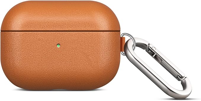 Lopie Handcrafted AirPods Pro Leather Case with Keychain, Portable Full-Grain Leather AirPods Pro Case Cover, Protective Case/Cover with Loss Prevention Clip for Air Pods Pro - Brown