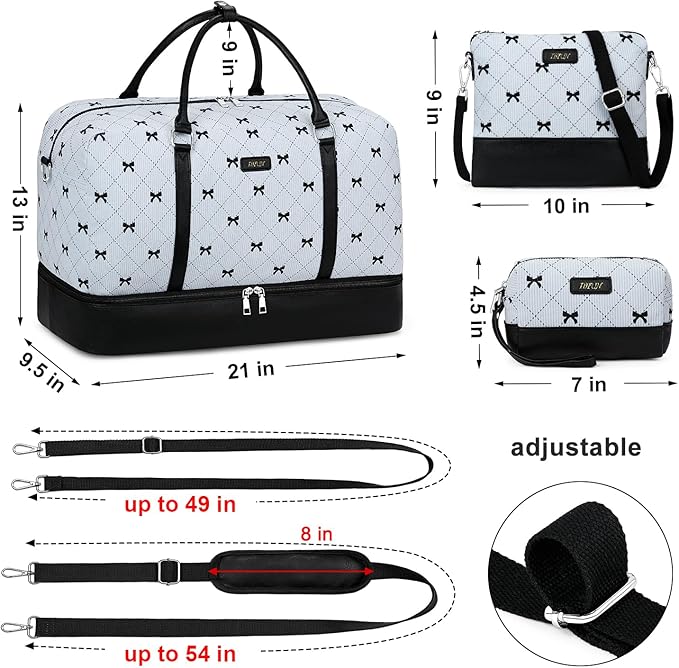 IBFUN Weekender Bags for Women, 21" Weekender Travel Bag, Travel Duffle Bag with Shoe Compartment Carry on Overnight Duffel Bag for Weekend Travel Business Trip, 3PCS