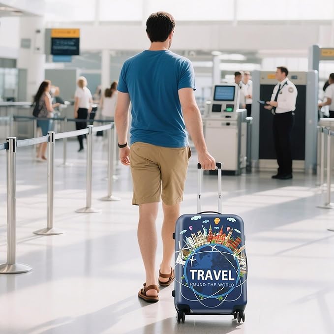 WUJIAONIAO Travel Luggage Cover Baggage Suitcase Cover Protector Skins 18-32 Inch (A9 TRAVEL, L (for 25-28 inch luggage))