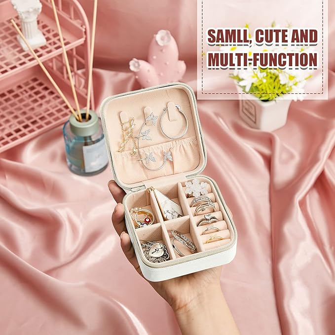 Taiyin 6 Pcs Travel Jewelry Case Box Bridesmaid Gifts Bulk Travel Jewelry Cases Boxes Small Jewels Organizers Mini Accessories Ornaments Storage for Women Girls Wedding Gifts (Black,White)