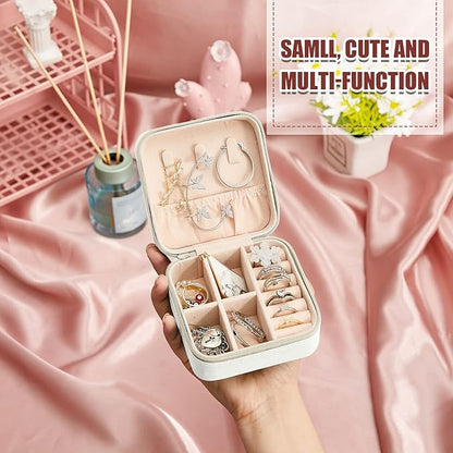 Taiyin 6 Pcs Travel Jewelry Case Box Bridesmaid Gifts Bulk Travel Jewelry Cases Boxes Small Jewels Organizers Mini Accessories Ornaments Storage for Women Girls Wedding Gifts (Black,White)