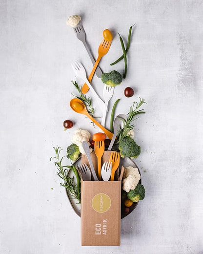 KNORK Eco 12 Piece (Fork, Knife, Spoon) Plant Based Bamboo Cutlery Reusable Flatware Set (Pack of 12)