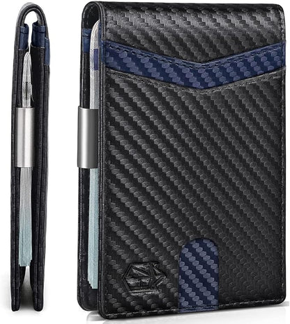 Zitahli Money Clip Wallets for Men,Slim Bifold Wallet 10-12 Cards, Mens Leather Wallet with ID Window,RFID Blocking Thin Minimalist Credit Card Holder,Gifts for Him