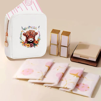 Highland Cow Mini Makeup Bag, Cow Gift For Women Girls, Cute Portable Zipper Pouch Cosmetic Bag For Teen Girls Kids, Small Storage Bag For Sanitary Pad, Period napkin bag!