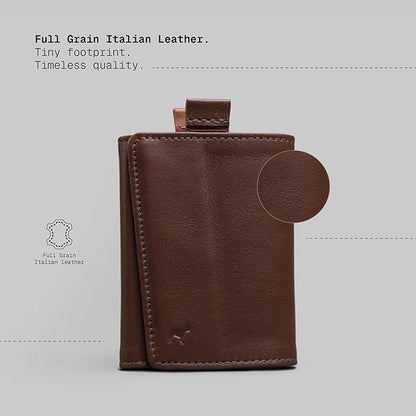 The Frenchie Co. - Speed Wallet Mini - Ultra-Slim Card Holder - RFID Blocking Quick-Access Pull Tab - Full-Grain Italian Leather Front Pocket Minimalist Holds 4 Cards
