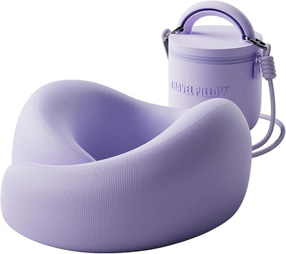 Travel Pillow - Memory Foam Neck Pillow Airplane, Neck Travel Airplane Pillow for Long Flight, 360º Support, Machine Washable (Purple)