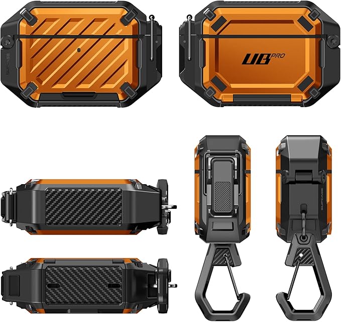 SUPCASE for AirPods Pro 3 Case with Lock & Carabiner, [IP68 Waterproof] [Military-Grade Protection] [Supports Wireless Charging] Anti-Scratch Hard Shell Cover for AirPods Pro 3rd Gen, Coral