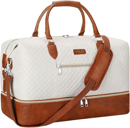 Weekender Bag for Women, Travel Duffel Bag Carry On Overnight Bag with Shoe Compartment Large Nylon Travel Weekend Tote Bag