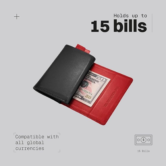 The Frenchie Co. - Speed Wallet Original - Rouge Noir Golf - RFID blocking and super-fast card access - Ultra-slim Italian leather, holds up to 8 cards and folded cash