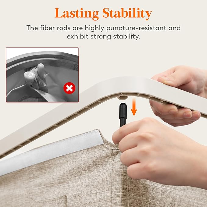 Lifewit 145L Laundry Basket with Lid, Large Laundry Hamper with Plastic Handles and Removable Bag, Foldable Tall Dirty Clothes Hampers for Laundry for Laundry Room, Bedroom, Bathroom, Dorm, Beige