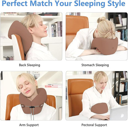 jiaao Neck Pillow Airplane, Ergonomic Memory Foam Travel Pillows for Long Flights, 3D Eye Masks, Ear Plugs and Portable Drawstring Bag, Napping Pillow for Home, Sleep Rest, Family and Travel Use