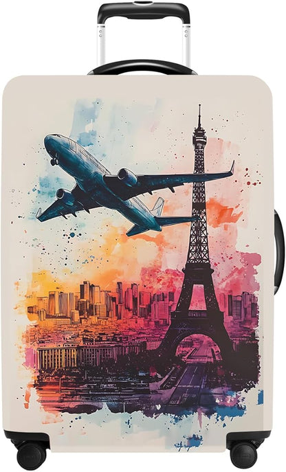 Luggage Cover Washable Suitcase Protector Anti-scratch Suitcase cover Fits 20-34 Inch Luggage (Tower-2, M(24-26inch suitcase))