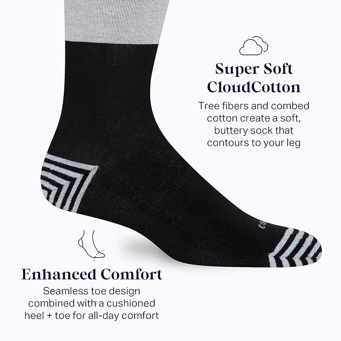 Comrad CloudCotton Knee High Socks - 15-20mmHg Graduated Compression Socks - Combed Cotton Support Socks