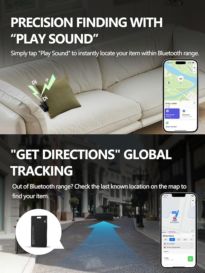 Wallet Tracker Card for Apple & Android, Find My Credit Card Tracker for Wallet, Luggage, Passport, Rechargeable Tracking Card Works with Apple Find My & Google's Find Hub (Black, 1 Pack)