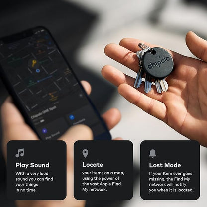 Chipolo ONE Spot - 4 Pack - Finder, Bluetooth Tracker - Works with The Apple Find My app (only for iOS) (Almost Black)
