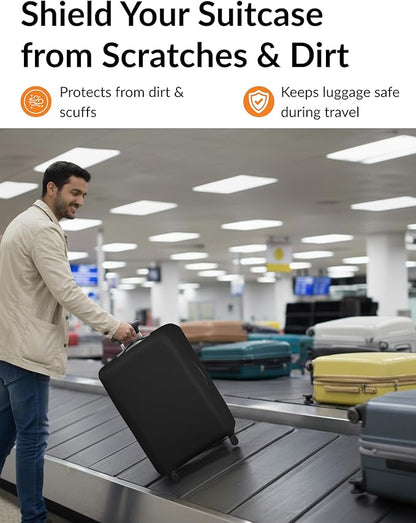 Stretchable Luggage Cover for Suitcase – Stretchable Travel Luggage Sleeve – Dustproof, Scratch-Resistant & Washable Elastic Suitcase Cover with Zipper - Large