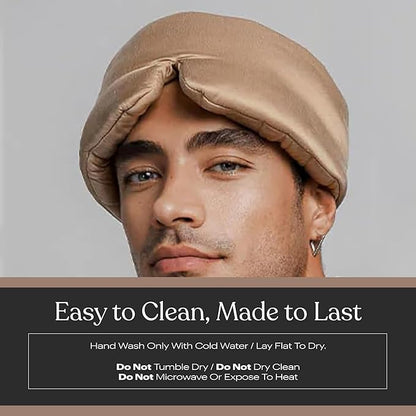 Lunya Weighted Silk Sleep Mask – Mulberry Silk Eye Cover with Cooling Glass Beads, Noise-Reducing Fit, Washable Fabric, and Travel Pouch – Sleeping Mask for Men and Women - Hushed Tan - Small