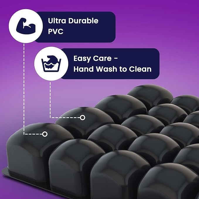 Inflatable Wheelchair Seat Cushion 20 x 18 x 3" - Pressure Sore Relief Air Cushion for Wheel Chair With Interconnected 3" Cells - Breathable Nylon Cover, Includes Pump, Repair Kit - 315lbs Capacity