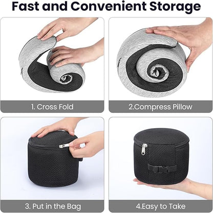 TALLGO Travel Pillow, Best Memory Foam Neck Pillow Head Support Soft Pillow for Sleeping Rest, Airplane Car & Home Use (1Grey)