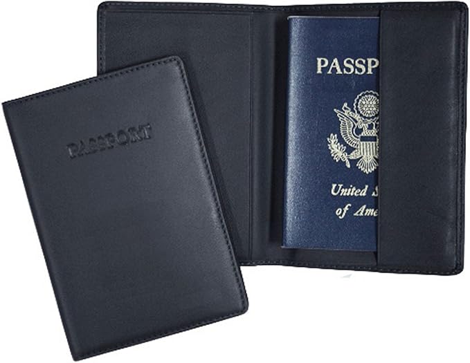 Royce Leather RFID Blocking Passport Travel Document Organizer in Leather, Blue 2, One Size