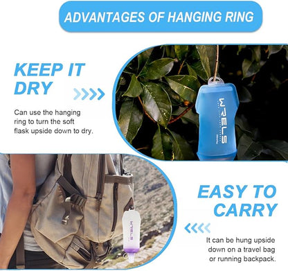 200ml/350ml/500ml Collapsible Soft Flask,BPA Free Folding Soft Water Bottle with Hanging Ring,Lightweight TPU Hydration Flask for Running Marathon Cycling Hiking(500ml-2 Packs)