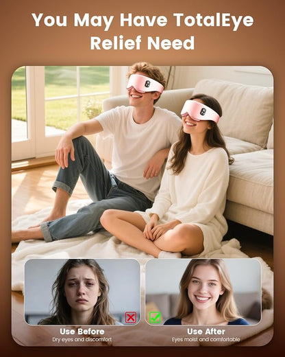 Heated Eye Mask - Cordless Eye Mask for Dry Eyes, Eye Relief, Improved Sleep, Timed Shutdown, 4 Temperature, Washable Eye Heating Pad for Travel, Christmas Gifts for Women Men - Pink