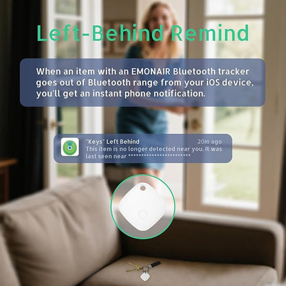 Air Tracker Tags-4 Pack, Bluetooth Tracker Works with Apple Find My APP (iOS Only, Not for Android), Keys Finder, Item Locator for Keys, Luggage, Backpack, Bags, Wallet, Replaceable Battery