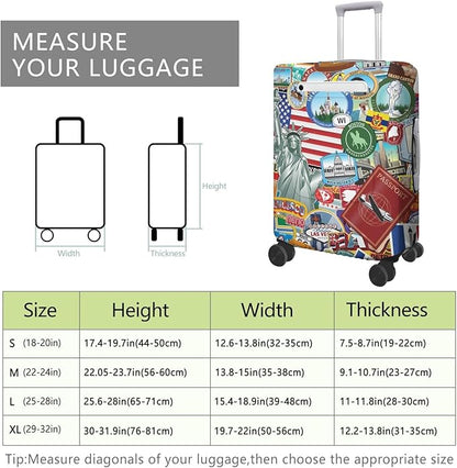 Statue of Liberty Travel Luggage Cover, Travel-Themed Suitcase Protector Stretchable, Washable Travel Suitcase Cover (S for 18-20 Inch Luggage)