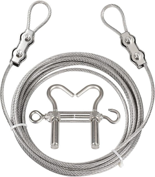 Clotheslines,20ft Portable Windproof Clothes Rope Line with Stainless Steel Cable Tightener System Multipurpose Heavy Duty Laundry Rope for Christmas Decor Outdoor/Indoor/Home/Drying (20Ft/6m)