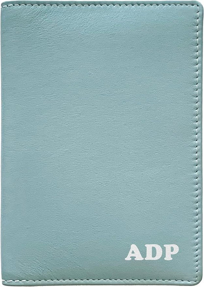 Personalized Monogrammed Chambray Leather RFID Passport Wallet